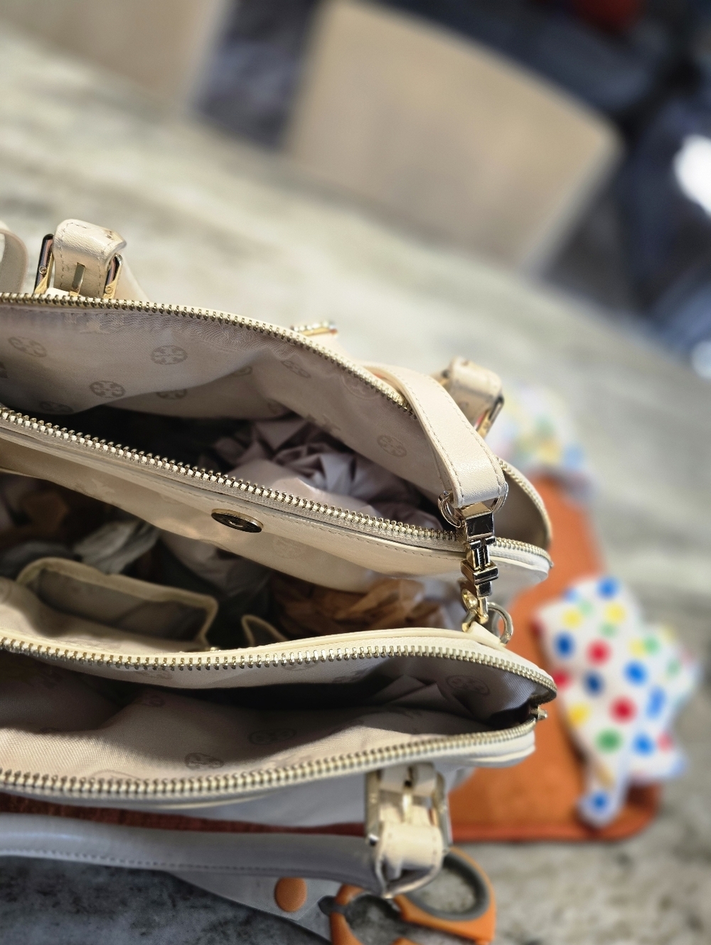 Tory Burch Cream Leather Dome Satchel - Picture 5 of 6